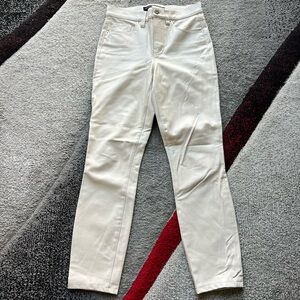 Veronica Beard Cream Debbie Skinny High Rise Faux Leather Pants